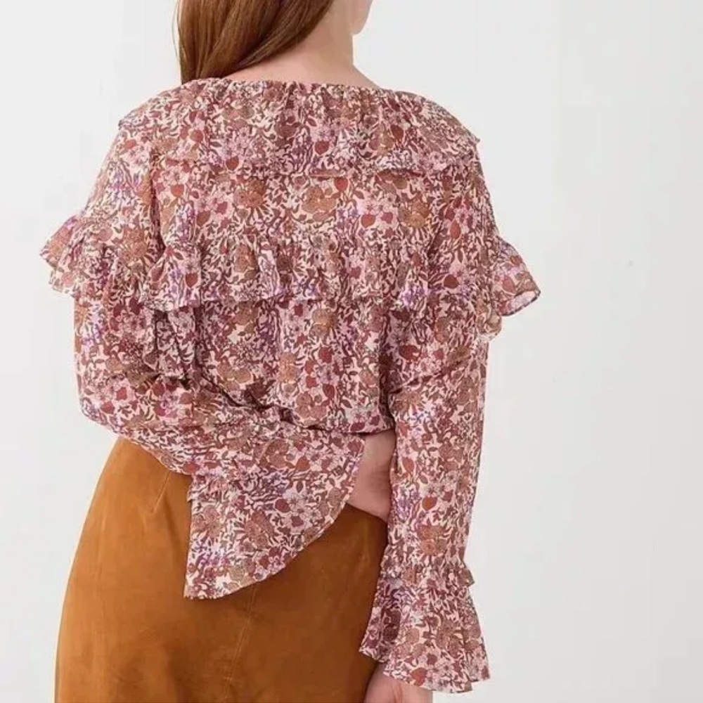 J CREW LONG SLEEVE RUFFLE BLOUSE IN CRINKLE CHIFFON
FETE FLORAL STYLE SZ S BL048 - Picture 3 of 10